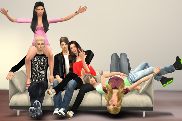 Sims 4 Sofa Group Pose at Chaleara´s Sims 4 Poses