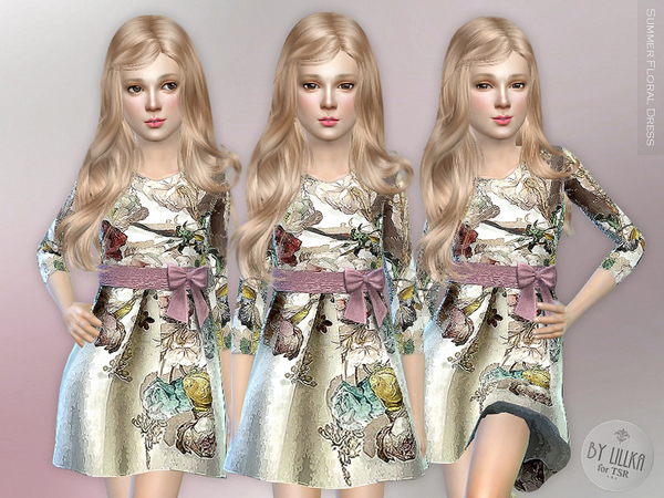 Sims 4 Summer Floral Dress by lillka at TSR