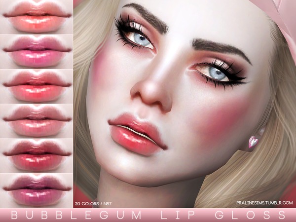 Sims 4 Bubblegum Lip Gloss N87 by Pralinesims at TSR