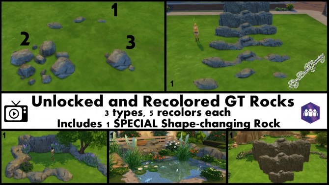 Sims 4 3 Unlocked+Recolored Get Together Rocks by Bakie at Mod The Sims