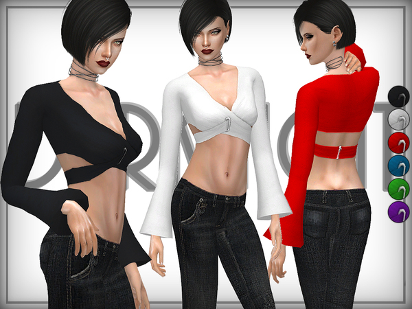 Sims 4 Cropped Wrap Top by DarkNighTt at TSR