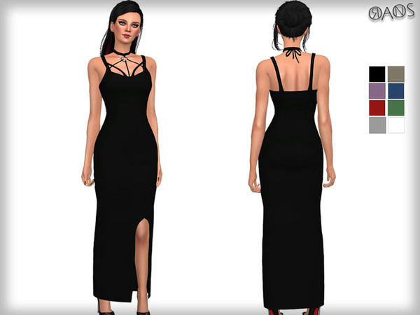 Sims 4 Harness Detailed Maxi Dress by OranosTR at TSR