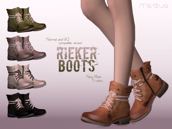 Sims 4 Rieker Boots Normal+HQ Compatible by Ms Blue at TSR