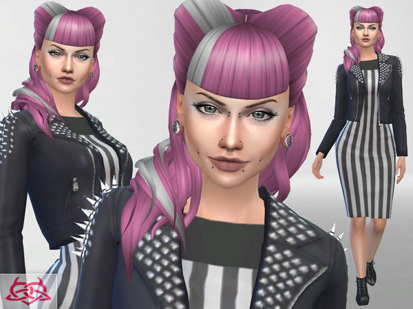 Sims 4 Psychobilly hair/dress/jacket/shoes by Colores Urbanos at TSR