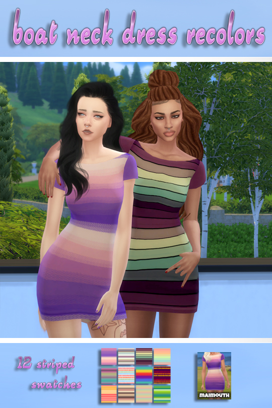 Sims 4 Boat Neck Dress at Maimouth Sims4