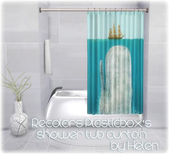 Sims 4 Recolors Plasticbox’s shower tub curtain at Helen Sims
