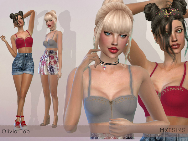 Sims 4 Olivia cropped top by mxfsims at TSR