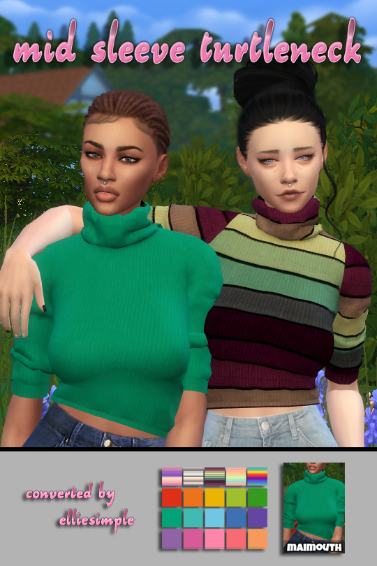 Sims 4 Mid Sleeve Turtleneck at Maimouth Sims4