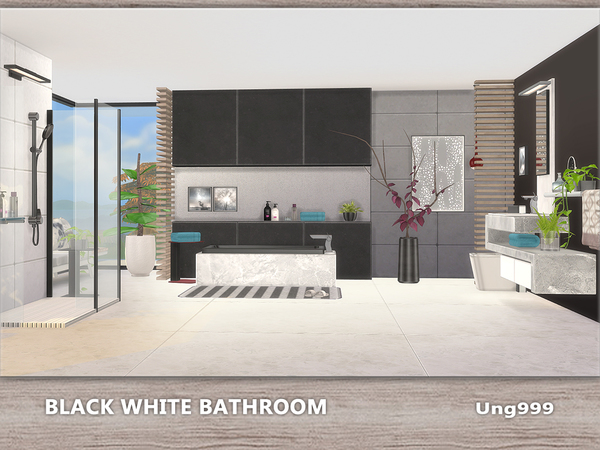 Sims 4 Black White Bathroom by ung999 at TSR