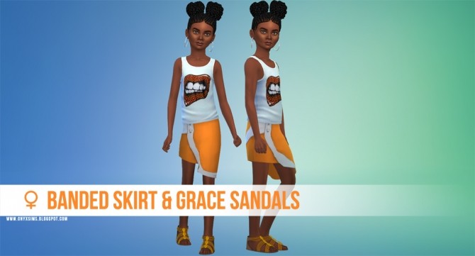 Sims 4 Banded Skirt & Grace Sandals at Onyx Sims