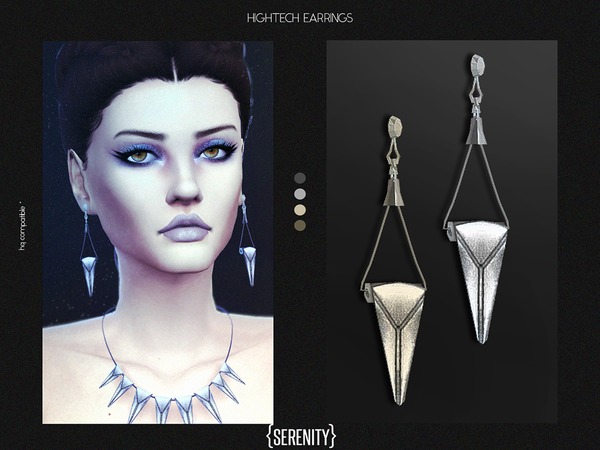 Sims 4 Hightech Earrings by serenity cc at TSR