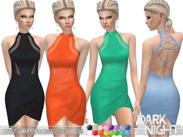 Sims 4 Out Wrap Front Midi Dress by DarkNighTt at TSR