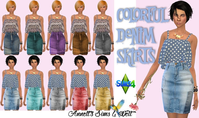 Sims 4 Colorful Denim Skirts at Annett’s Sims 4 Welt