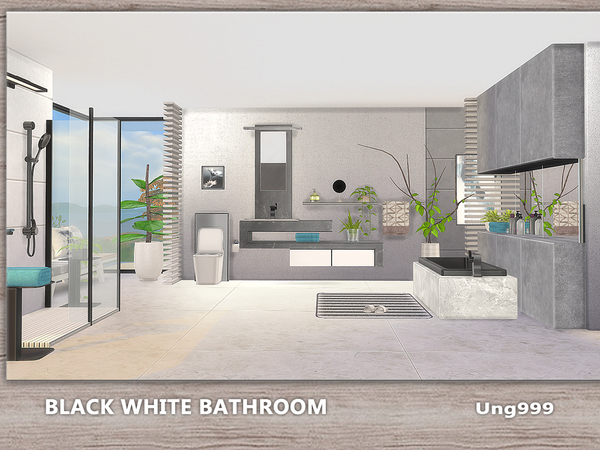 Sims 4 Black White Bathroom by ung999 at TSR