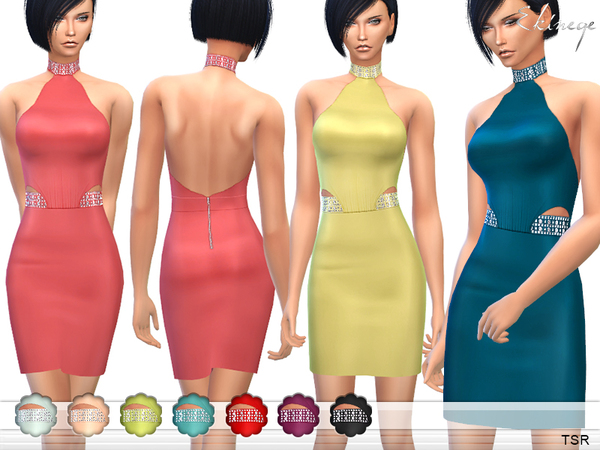 Sims 4 Dress With Embellished Trim by ekinege at TSR