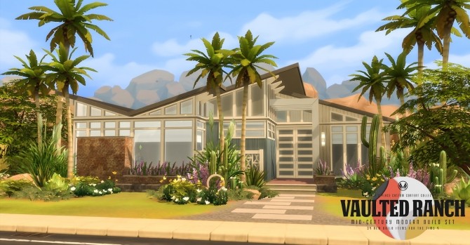 Sims 4 Vaulted Ranch An MCM Inspired Build Set at Simsational Designs