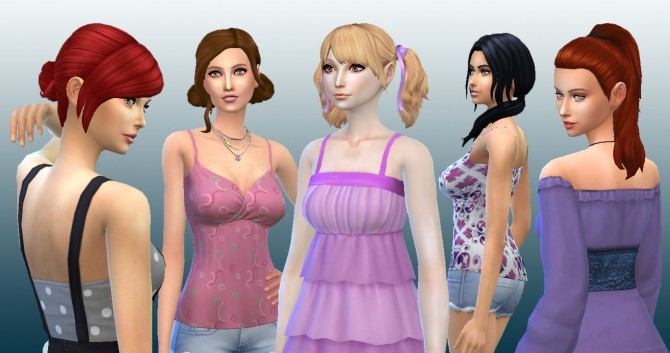 Sims 4 5 Female Tied Hairs Pack at My Stuff