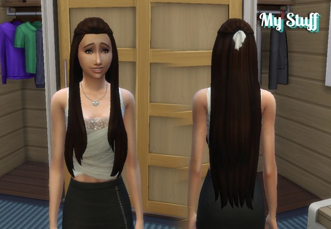 Sims 4 Pure Hair (Version 2) + Bow at My Stuff