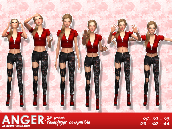 Sims 4 Anger pose pack #9 by akuiyumi at TSR