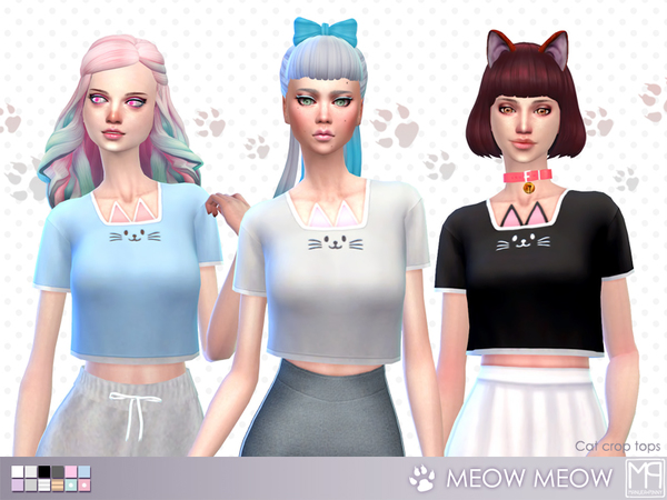 Sims 4 manueaPinny Meow meow cat crop top by nueajaa at TSR