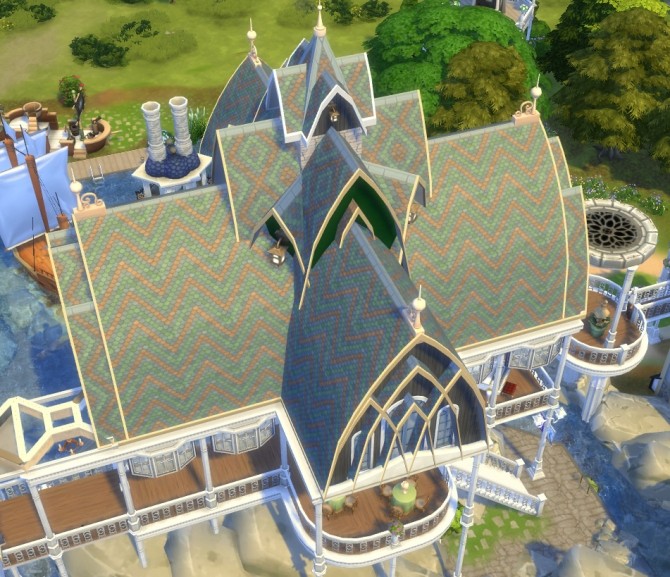 Sims 4 Rivendell mosaic roof tiles by Velouriah at Mod The Sims