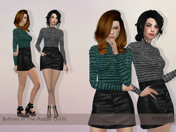 Sims 4 Buttons In The Middle Outfit by mxfsims at TSR