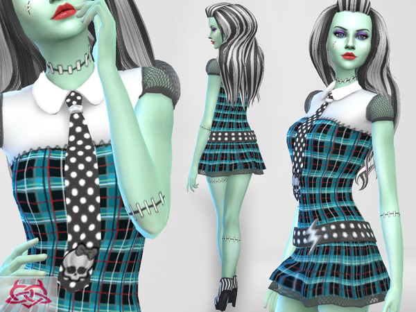 Sims 4 Frankie Stein Set Clothes, Hair, Shoes & Seams by Colores Urbanos at TSR