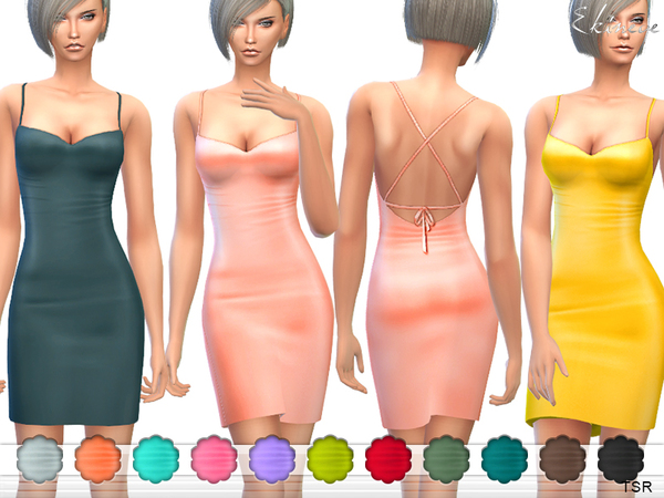 Sims 4 Criss cross Back Mini Dress by ekinege at TSR