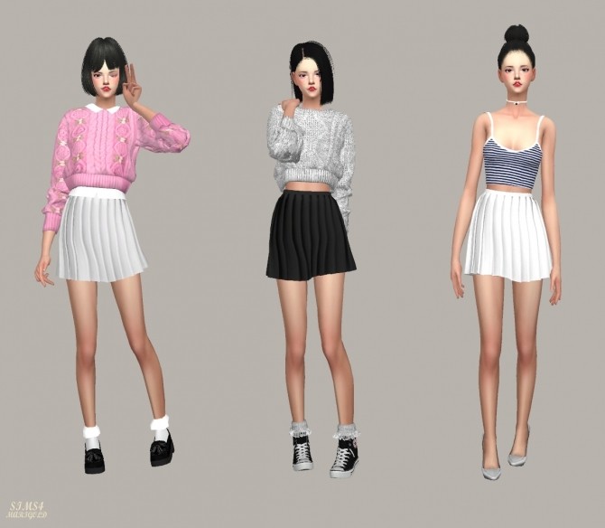 Sims 4 Thin Pleats Mini Skirt at Marigold