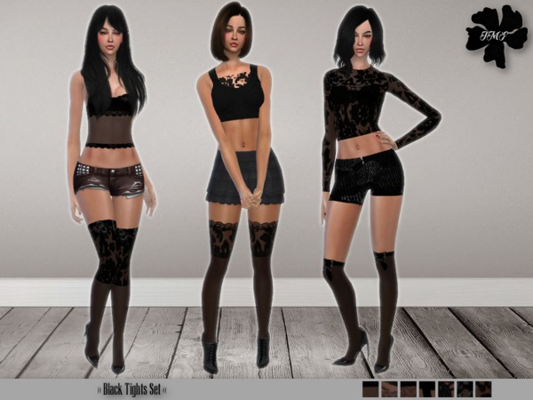 Sims 4 IMF Black Tights by IzzieMcFire at TSR