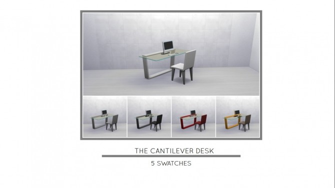 Sims 4 The Cantilevered Glass Desk by MrMonty96 at Mod The Sims