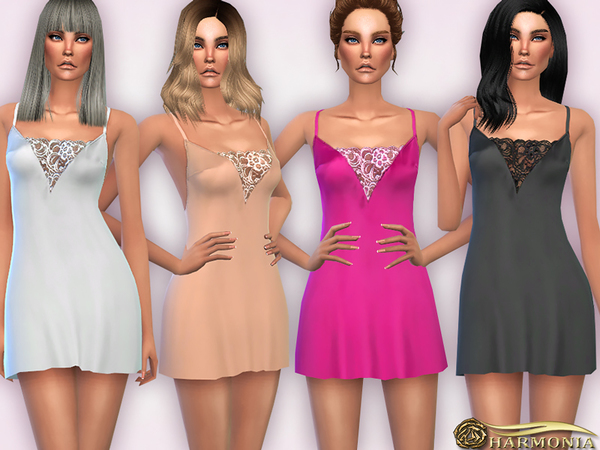 Sims 4 Silky Chemise With Luxe Lace Accents by Harmonia at TSR