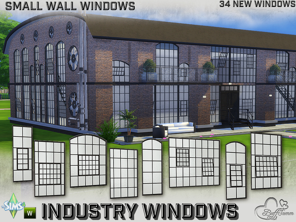 Sims 4 Industry Windows for Small Wall Size by BuffSumm at TSR