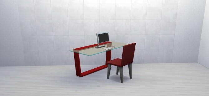 Sims 4 The Cantilevered Glass Desk by MrMonty96 at Mod The Sims
