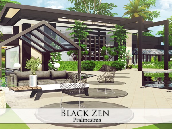 Sims 4 Black Zen house by Pralinesims at TSR