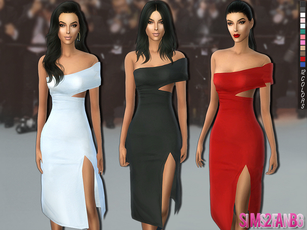 Sims 4 Medium dress with side cutout by sims2fanbg at TSR