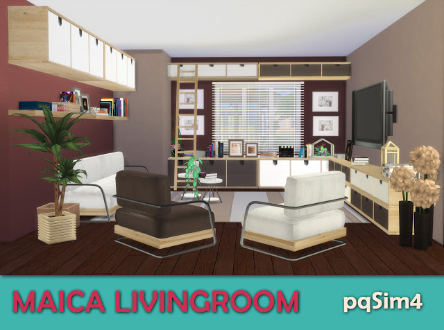 Sims 4 Maica livingroom by Mary Jiménez at pqSims4