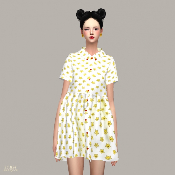 Heart Button Shirts Dress at Marigold » Sims 4 Updates