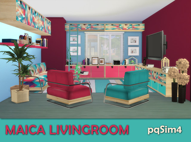Sims 4 Maica livingroom by Mary Jiménez at pqSims4