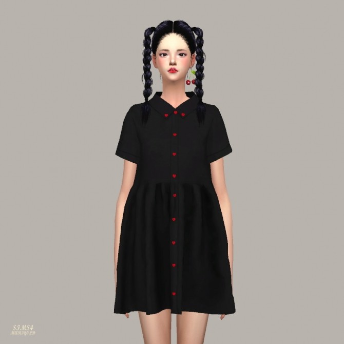 Sims 4 Heart Button Shirts Dress at Marigold