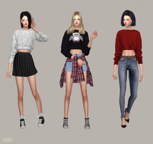 Crop Knit Sweater at Marigold » Sims 4 Updates