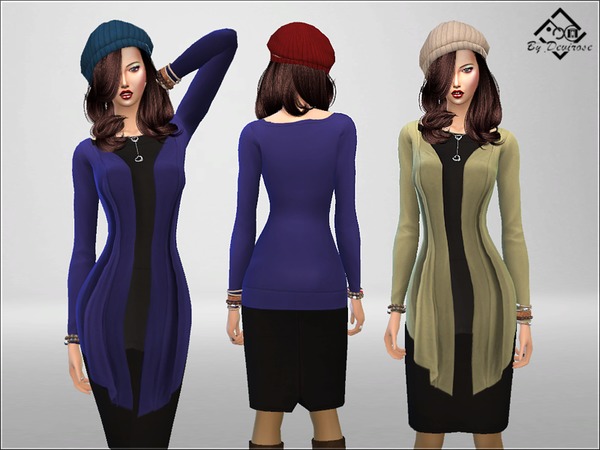 Sims 4 Dress with Cardigan by Devirose at TSR
