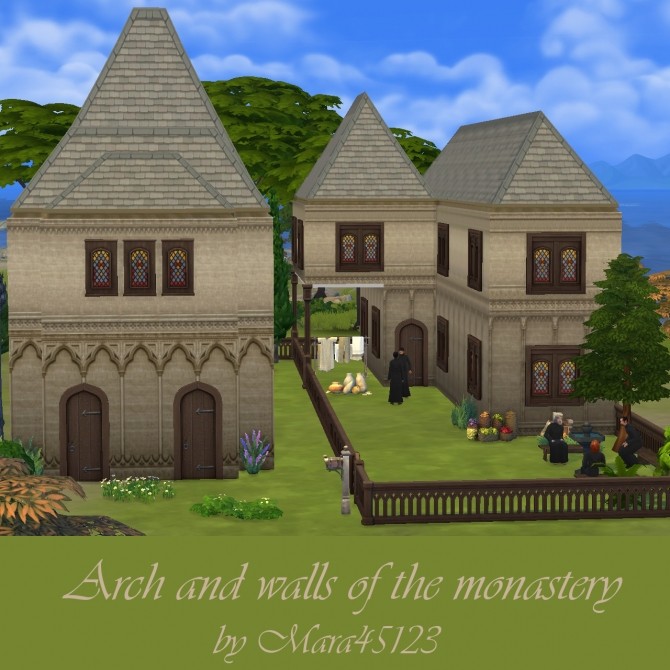 Sims 4 Monastery arch and walls at Mara45123