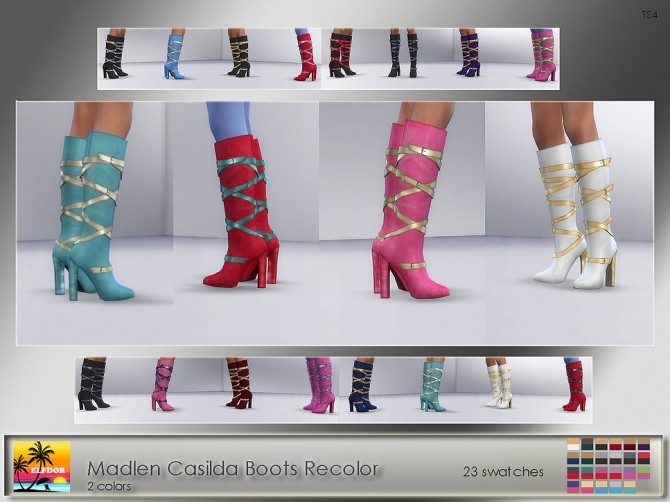 Sims 4 Madlen Casilda Boots Recolors at Elfdor Sims