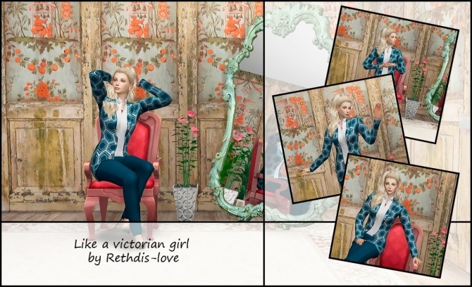Sims 4 Like a victorian girl (14 poses + 2 All in one) at Rethdis love