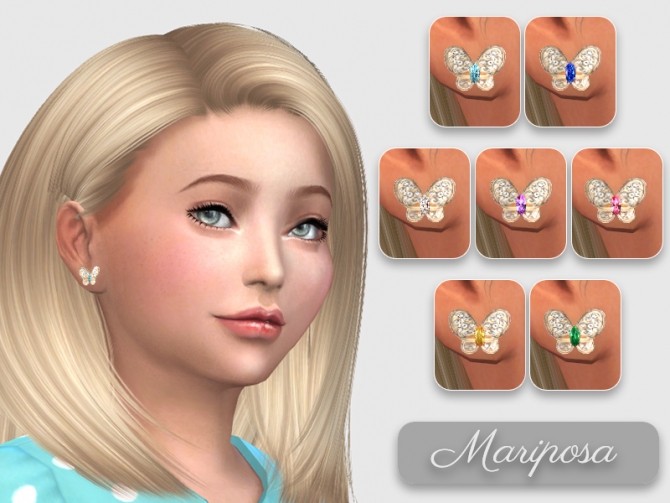 Sims 4 Mariposa Earrings For Kids at Giulietta