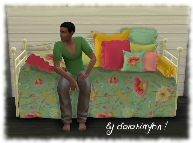 Sims 4 Single bed with pillows by dorosimfan1 at Sims Marktplatz