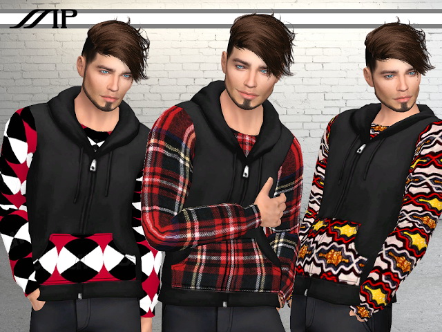 Sims 4 MP Patchwork Design Geometric Print Hoodie at BTB Sims – MartyP