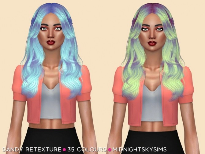 Sims 4 Sandy Unnatural Hair Retexture by midnightskysims at SimsWorkshop