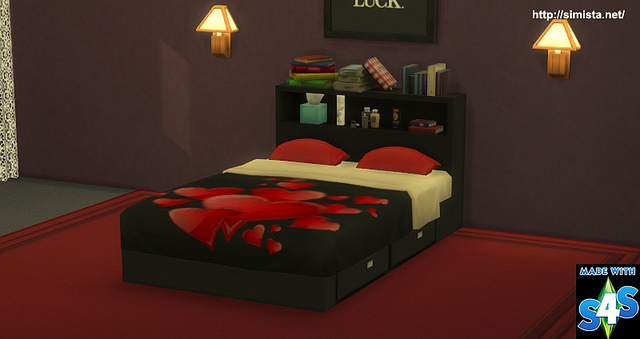 Sims 4 Emily Black Contemporary Bed at Simista